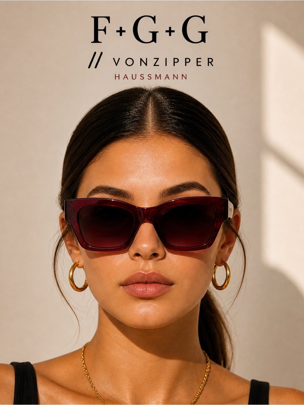 VonZipper x F+G+G Haussmann Burgundy Oversized Sunglasses